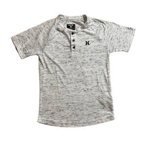 Hurley Boys' Henley T-Shirt – Size Medium (10–12Y) – Soft Heather Gray Athletic
